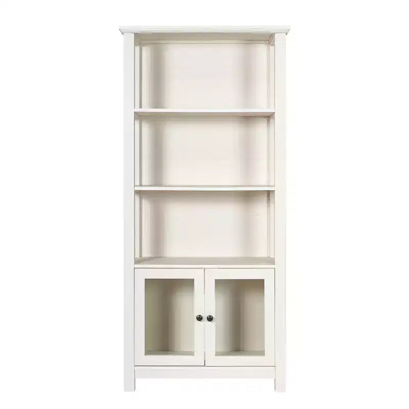 Libreria e armadietto contenitore Flash Furniture Stella Modern Farmhouse con ante in vetro temperato e 3 ripiani superiori