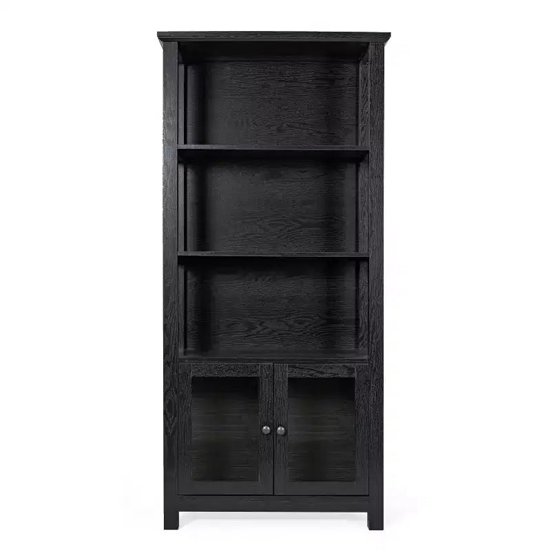 Libreria e armadietto contenitore Flash Furniture Stella Modern Farmhouse con ante in vetro temperato e 3 ripiani superiori