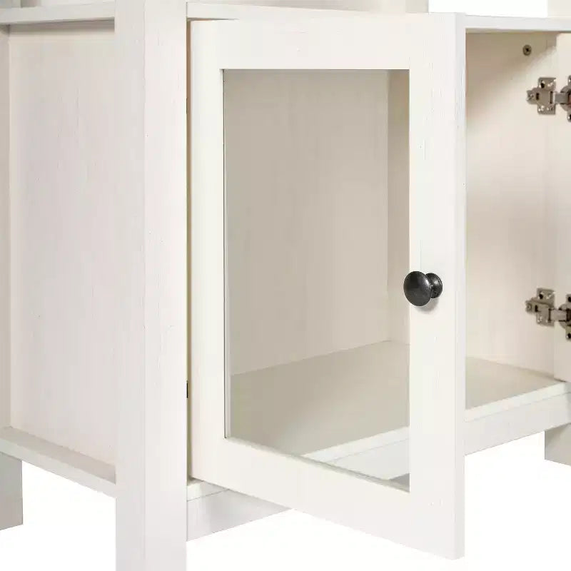Libreria e armadietto contenitore Flash Furniture Stella Modern Farmhouse con ante in vetro temperato e 3 ripiani superiori