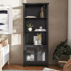 Libreria e armadietto contenitore Flash Furniture Stella Modern Farmhouse con ante in vetro temperato e 3 ripiani superiori