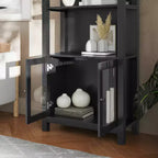 Libreria e armadietto contenitore Flash Furniture Stella Modern Farmhouse con ante in vetro temperato e 3 ripiani superiori