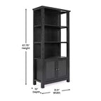 Libreria e armadietto contenitore Flash Furniture Stella Modern Farmhouse con ante in vetro temperato e 3 ripiani superiori