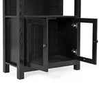 Libreria e armadietto contenitore Flash Furniture Stella Modern Farmhouse con ante in vetro temperato e 3 ripiani superiori
