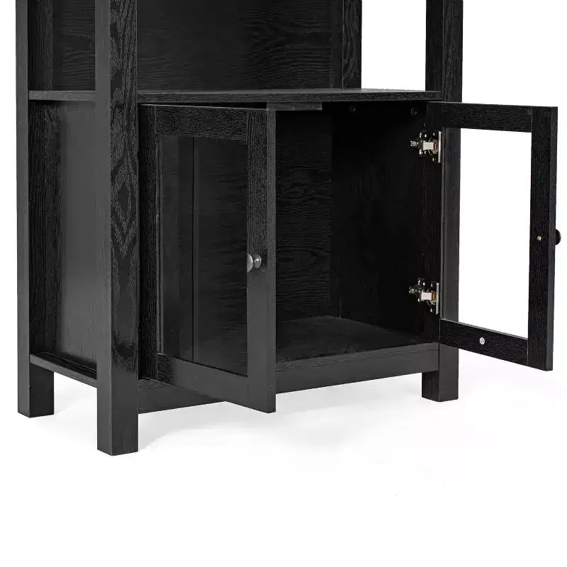 Libreria e armadietto contenitore Flash Furniture Stella Modern Farmhouse con ante in vetro temperato e 3 ripiani superiori
