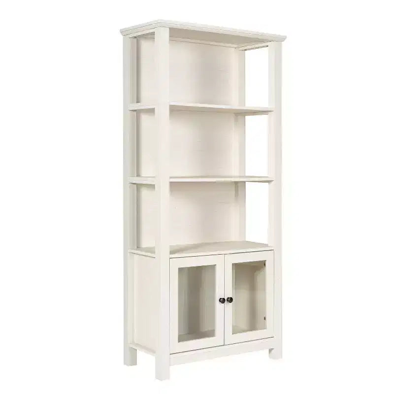 Libreria e armadietto contenitore Flash Furniture Stella Modern Farmhouse con ante in vetro temperato e 3 ripiani superiori