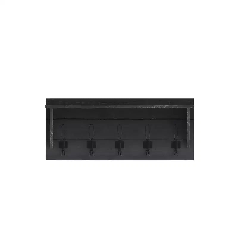 Flash Furniture Daly Scaffale portaoggetti da parete in legno di pino massiccio con ripiano superiore e 5 ganci appendiabiti per ingresso, cucina, bagno