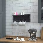 Flash Furniture Daly Scaffale portaoggetti da parete in legno di pino massiccio con ripiano superiore e 5 ganci appendiabiti per ingresso, cucina, bagno