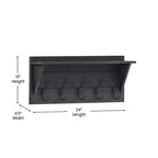 Flash Furniture Daly Scaffale portaoggetti da parete in legno di pino massiccio con ripiano superiore e 5 ganci appendiabiti per ingresso, cucina, bagno