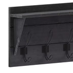 Flash Furniture Daly Scaffale portaoggetti da parete in legno di pino massiccio con ripiano superiore e 5 ganci appendiabiti per ingresso, cucina, bagno