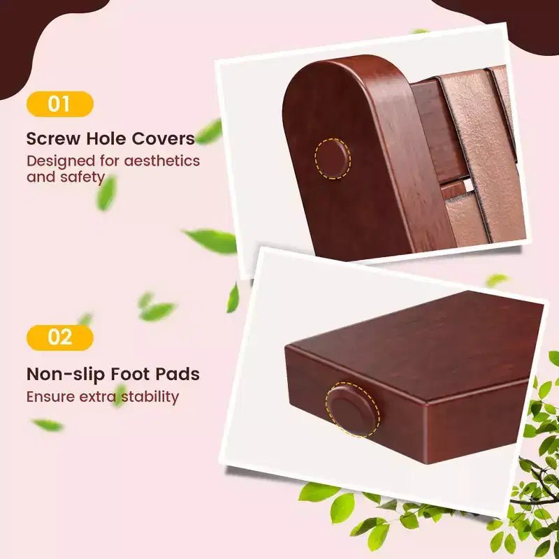 Costway Sedia d'Appoggio in Pelle Intrecciata Sedia Laterale Senza Braccioli in Legno di Gomma Stile Mid-Century