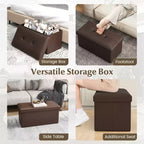 Costway Pouf Contenitore Pieghevole Rettangolare Rivestito in Ecopelle PVC da 85 Litri Nero/Marrone/Bianco