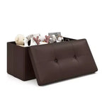Costway Pouf Contenitore Pieghevole Rettangolare Rivestito in Ecopelle PVC da 85 Litri Nero/Marrone/Bianco