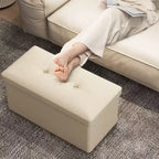 Costway Pouf Contenitore Pieghevole Rettangolare Rivestito in Ecopelle PVC da 85 Litri Nero/Marrone/Bianco