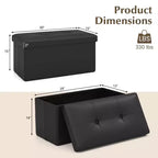 Costway Pouf Contenitore Pieghevole Rettangolare Rivestito in Ecopelle PVC da 85 Litri Nero/Marrone/Bianco