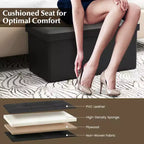 Costway Pouf Contenitore Pieghevole Rettangolare Rivestito in Ecopelle PVC da 85 Litri Nero/Marrone/Bianco
