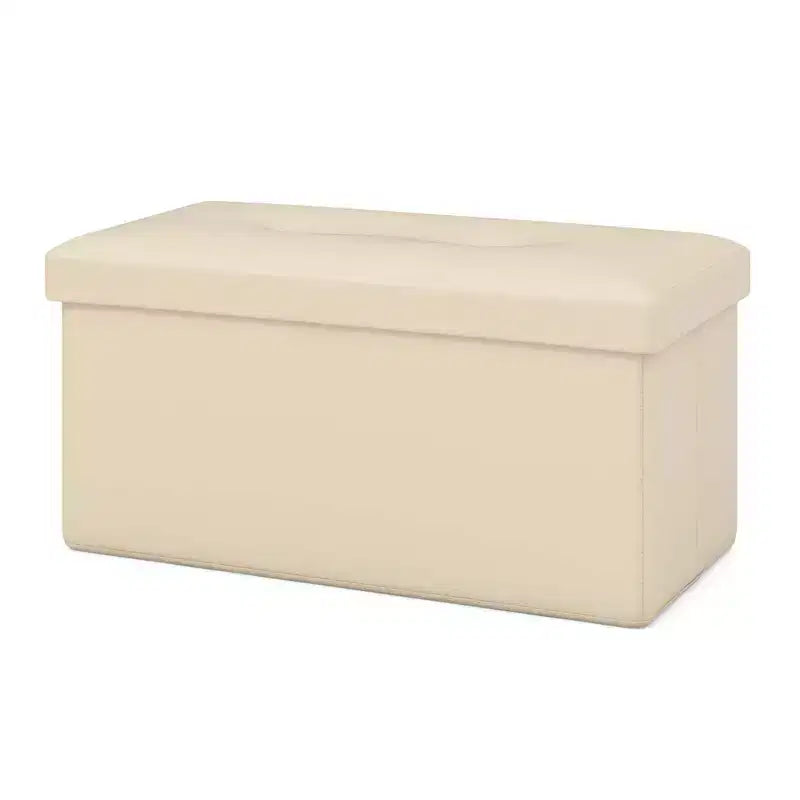 Costway Pouf Contenitore Pieghevole Rettangolare Rivestito in Ecopelle PVC da 85 Litri Nero/Marrone/Bianco