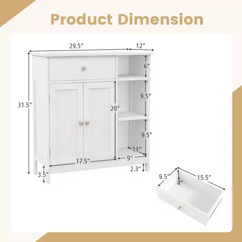 Mobiletto da Bagno Costway a Pavimento, Credenza da Cucina Autoportante con Cassetto, Organizzatore Contenitore