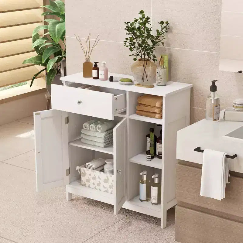 Mobiletto da Bagno Costway a Pavimento, Credenza da Cucina Autoportante con Cassetto, Organizzatore Contenitore
