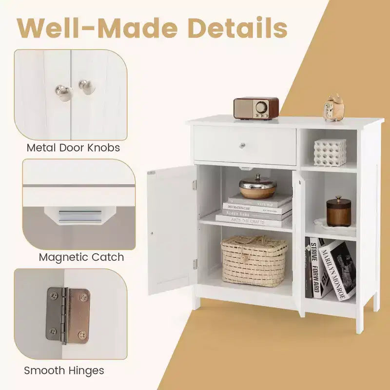 Mobiletto da Bagno Costway a Pavimento, Credenza da Cucina Autoportante con Cassetto, Organizzatore Contenitore