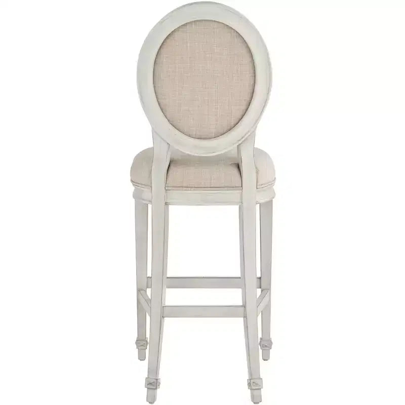 55 Downing Street Sgabello da Bar in Legno Color Crema 31 Alto Francese Vintage Retro con Cuscino a Mandorla Schienale Poggiapiedi per Bancone da Cucina Isola