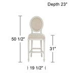 55 Downing Street Sgabello da Bar in Legno Color Crema 31 Alto Francese Vintage Retro con Cuscino a Mandorla Schienale Poggiapiedi per Bancone da Cucina Isola