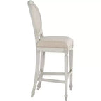 55 Downing Street Sgabello da Bar in Legno Color Crema 31 Alto Francese Vintage Retro con Cuscino a Mandorla Schienale Poggiapiedi per Bancone da Cucina Isola