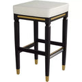 55 Downing Street Jaxon Black Wood Bar Stool 31 High Modern White Faux Leather Cushion with Footrest for Kitchen Counter Height Island Shed House