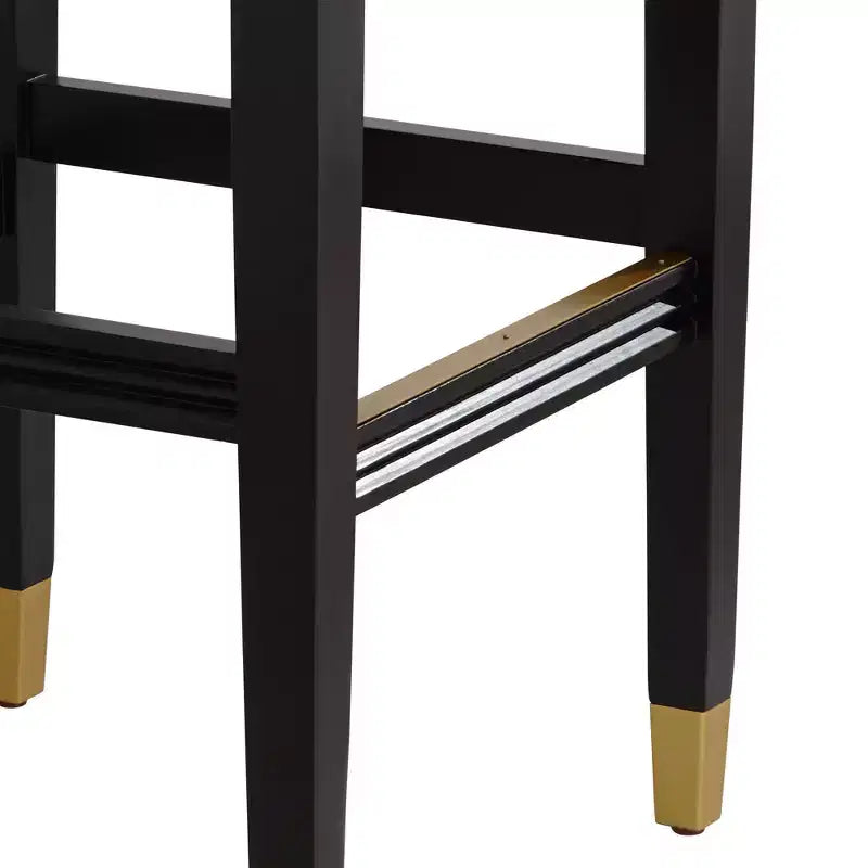 55 Downing Street Jaxon Sgabello da Bar in Legno Nero 31 Pollici Alto Moderno Cuscino in Ecopelle Bianca con Poggiapiedi per Cucina Bancone Altezza Isola Capannone Casa