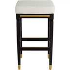 55 Downing Street Jaxon Sgabello da Bar in Legno Nero 31 Pollici Alto Moderno Cuscino in Ecopelle Bianca con Poggiapiedi per Cucina Bancone Altezza Isola Capannone Casa