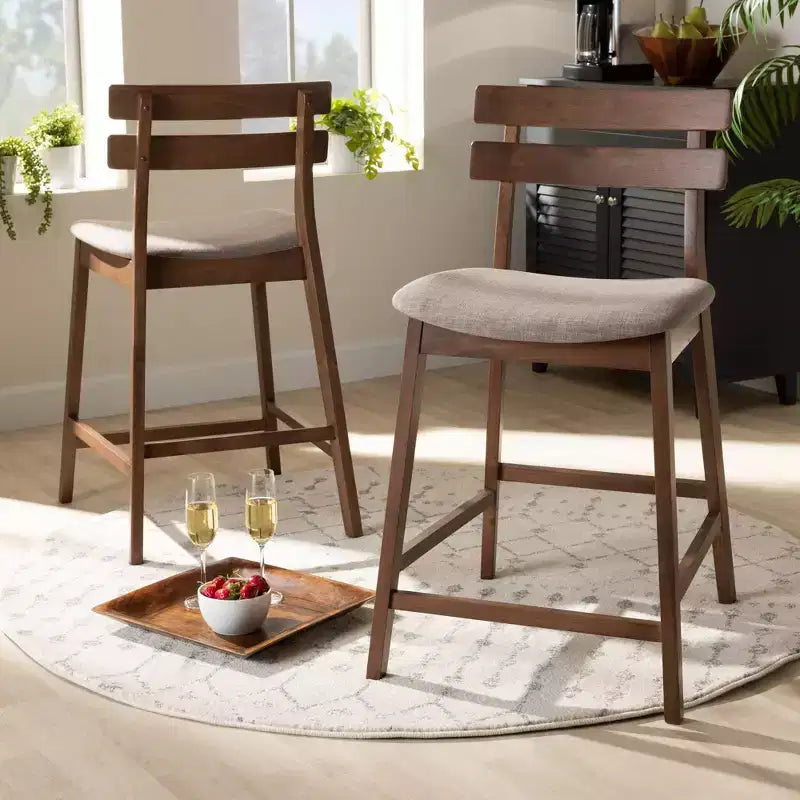 Set di 2 sgabelli da bar alti Larine Wood - Baxton Studio
