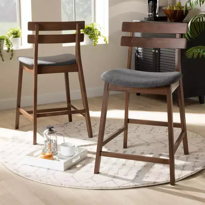 Set di 2 sgabelli da bar alti Larine Wood - Baxton Studio