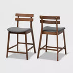 Set of 2 Larine Wood Counter Height Barstools - Baxton Studio
