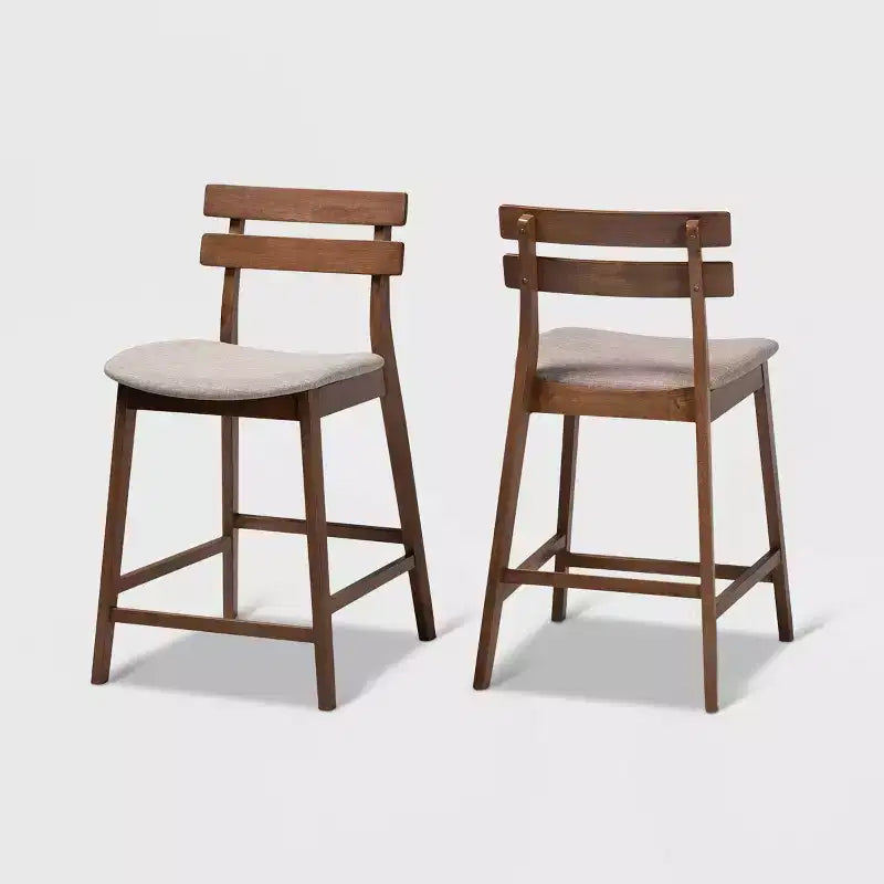Set di 2 sgabelli da bar alti Larine Wood - Baxton Studio