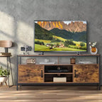 Mobile TV industriale Costway per TV fino a 65'' - Centro multimediale con armadietti e ripiano regolabile