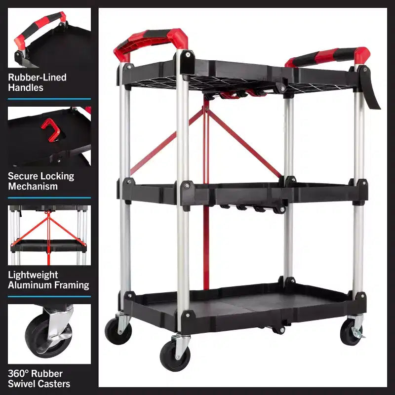 Carrello pieghevole Stalwart con capacità di 22,7 kg per ripiano