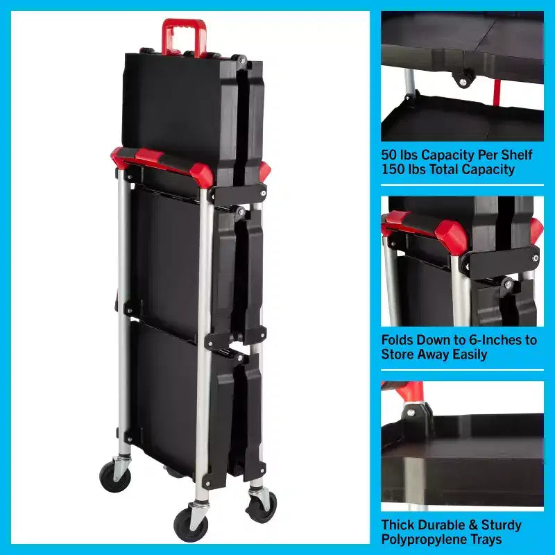 Carrello pieghevole Stalwart con capacità di 22,7 kg per ripiano