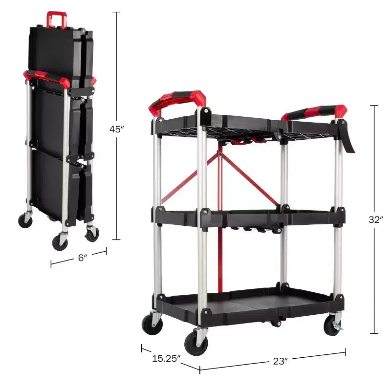 Carrello pieghevole Stalwart con capacità di 22,7 kg per ripiano