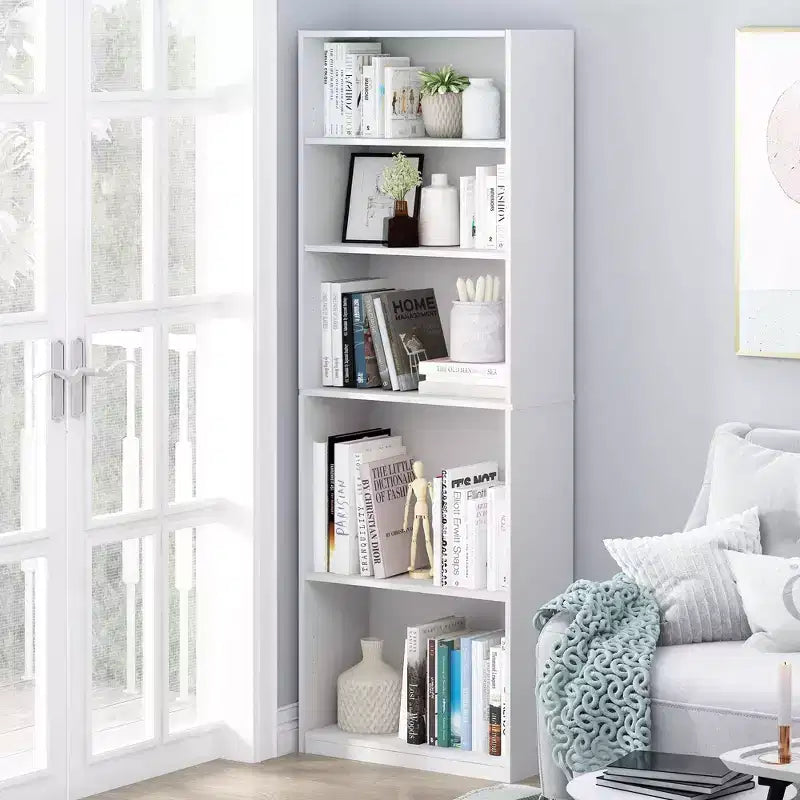 Furinno Libreria a 5 Cubi Salvaspazio con Scaffali Aperti Regolabili, Bianco