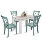 Costway 5 PCS Dining Set Modern Rectangle Table & 4 Rubber Wood Chairs Kitchen Breakfast
