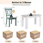 Costway Set da Pranzo 5 Pezzi, Tavolo Rettangolare Moderno e 4 Sedie in Legno di Gomma, per Cucina e Colazione