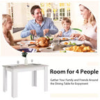 Costway Set da Pranzo 5 Pezzi, Tavolo Rettangolare Moderno e 4 Sedie in Legno di Gomma, per Cucina e Colazione