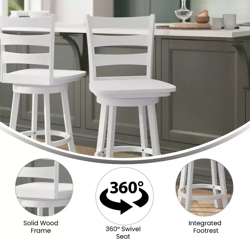 Sgabello da bar Emma and Oliver Classic Ladderback con sedile in legno, altezza da bancone
