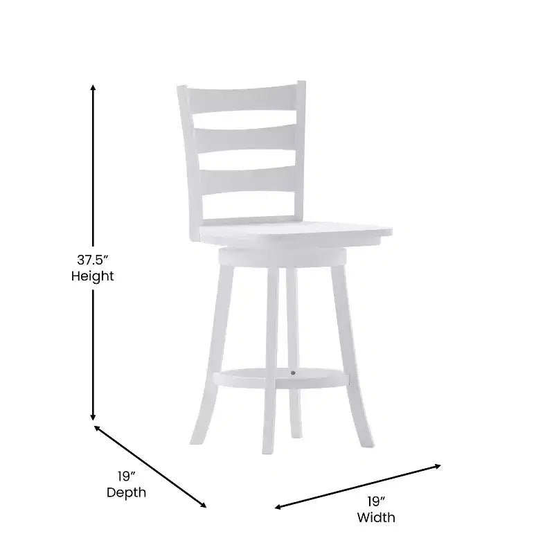 Sgabello da bar Emma and Oliver Classic Ladderback con sedile in legno, altezza da bancone