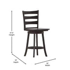 Sgabello da bar Emma and Oliver Classic Ladderback con sedile in legno, altezza da bancone