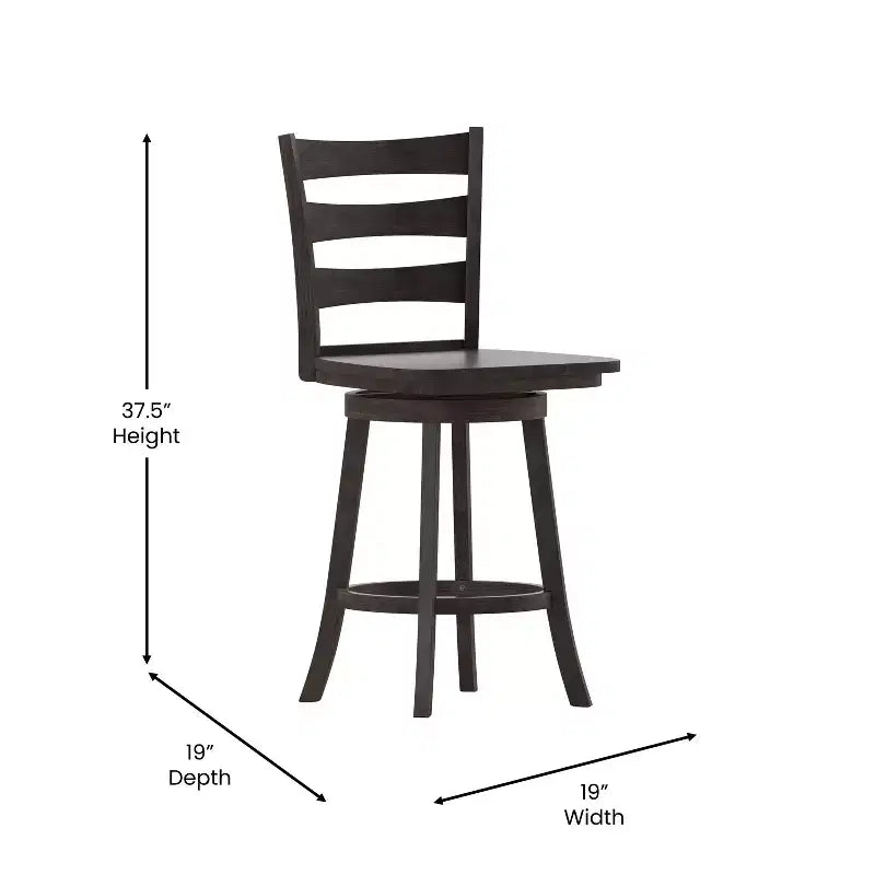 Sgabello da bar Emma and Oliver Classic Ladderback con sedile in legno, altezza da bancone