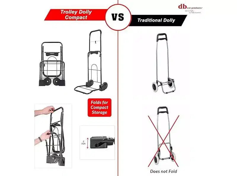 dbest products Carrello spesa pieghevole compatto Trolley Dolly per la spesa con ruote, borsa rimovibile e carrello a mano standard con rotelle