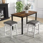 Costway Sgabelli da Bar per Sala da Pranzo da 24" Set di 2, Sgabelli da Bancone con Sedile Imbottito, Struttura in Legno, Marrone/Bianco