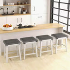 Costway Sgabelli da Bar per Sala da Pranzo da 24" Set di 2, Sgabelli da Bancone con Sedile Imbottito, Struttura in Legno, Marrone/Bianco