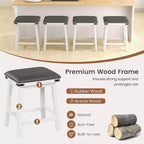 Costway Sgabelli da Bar per Sala da Pranzo da 24" Set di 2, Sgabelli da Bancone con Sedile Imbottito, Struttura in Legno, Marrone/Bianco