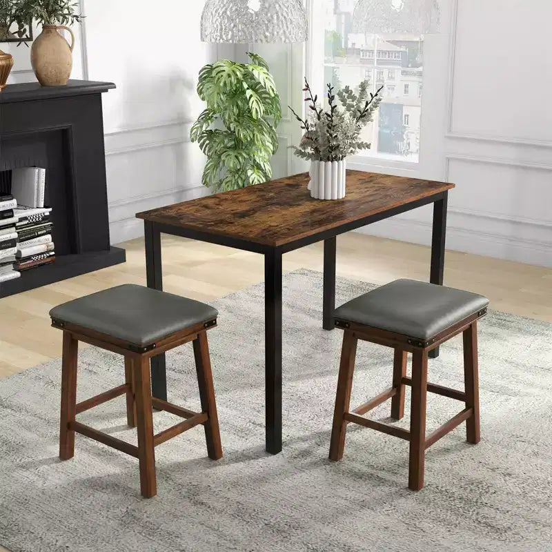 Costway Sgabelli da Bar per Sala da Pranzo da 24" Set di 2, Sgabelli da Bancone con Sedile Imbottito, Struttura in Legno, Marrone/Bianco